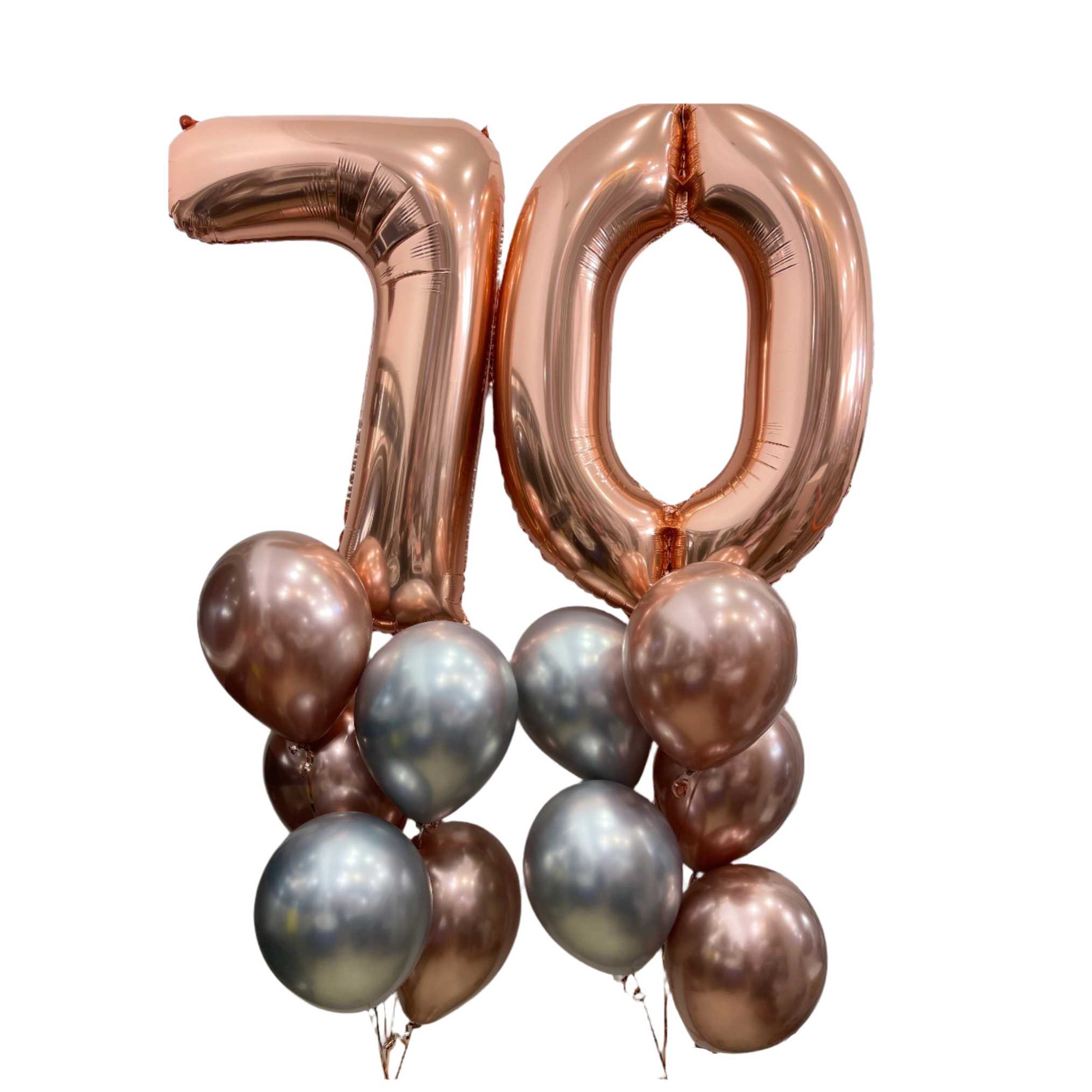 2 Large Number Balloon Bouquet and 10 metallic latex