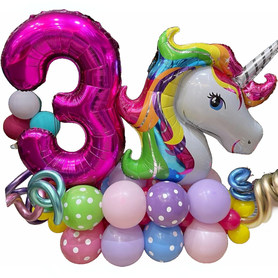 Unicorn Balloon Tower with Single Number