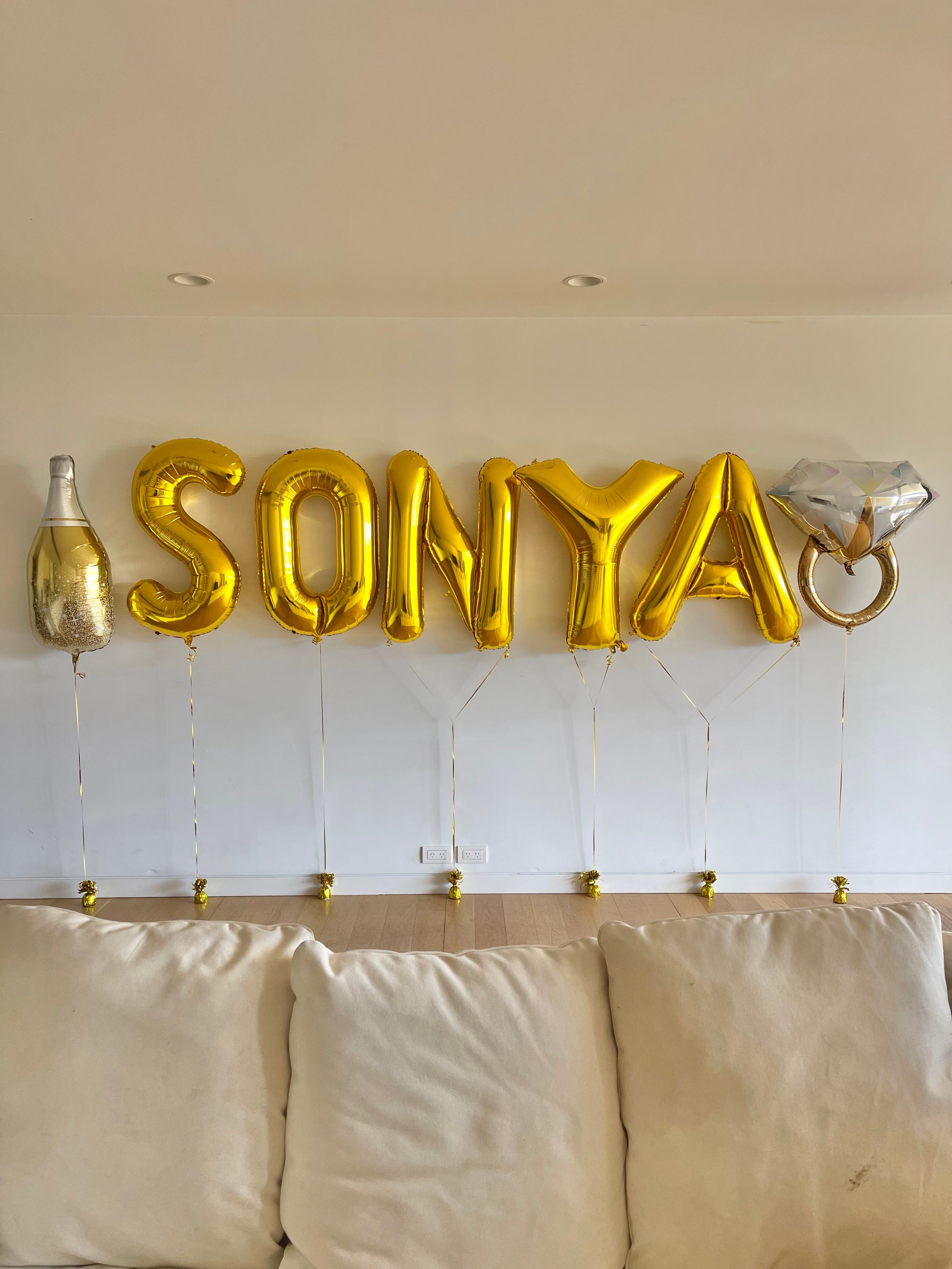 Gold Letter N Balloon - 86cm
