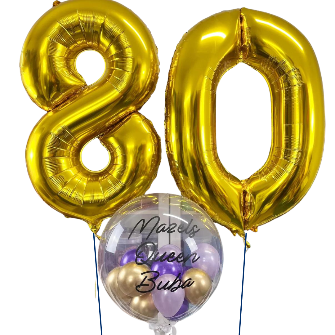 2 Large Number Bouquet and 1 personalised Bubble Balloon