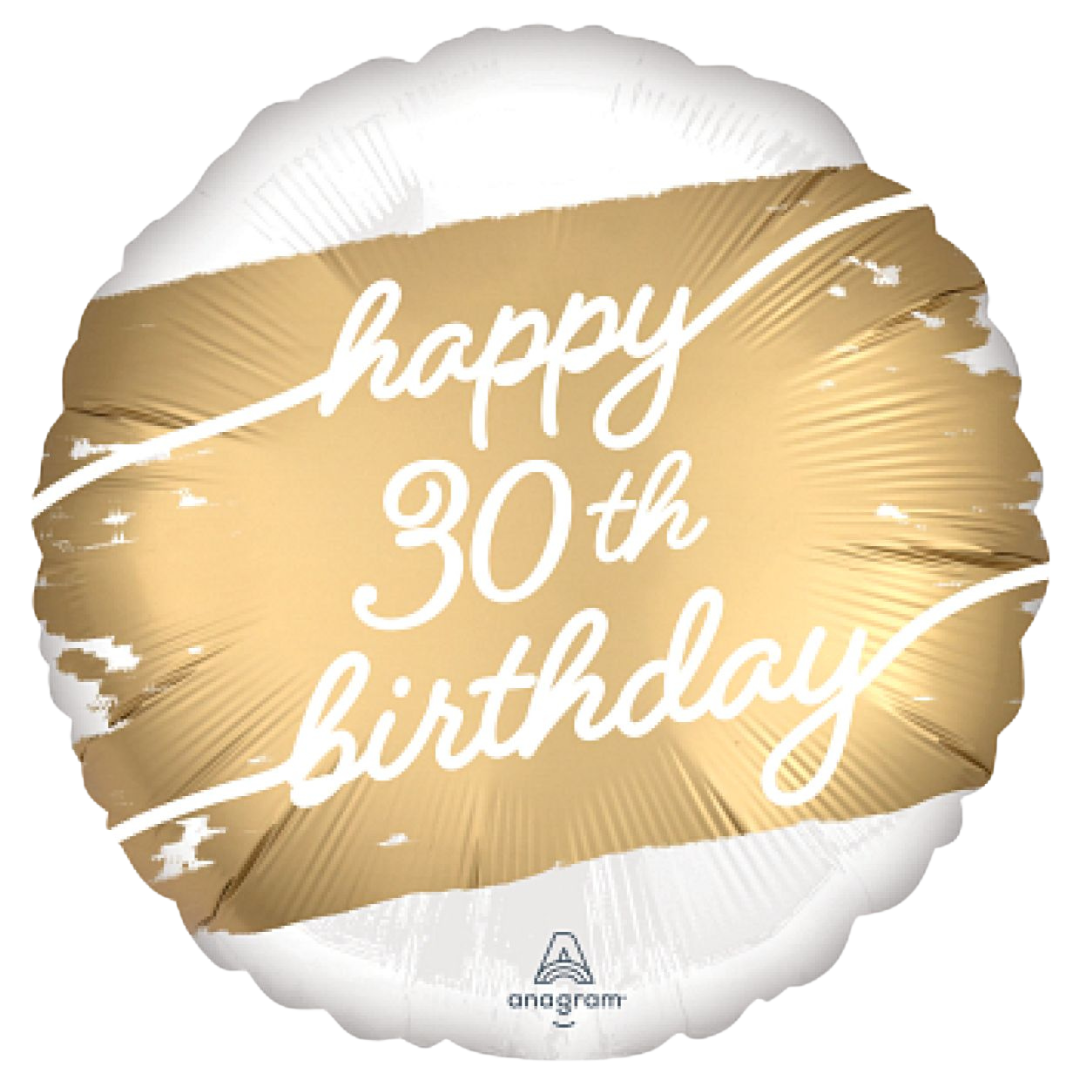 Number 30 - 45cm helium filled foil balloon