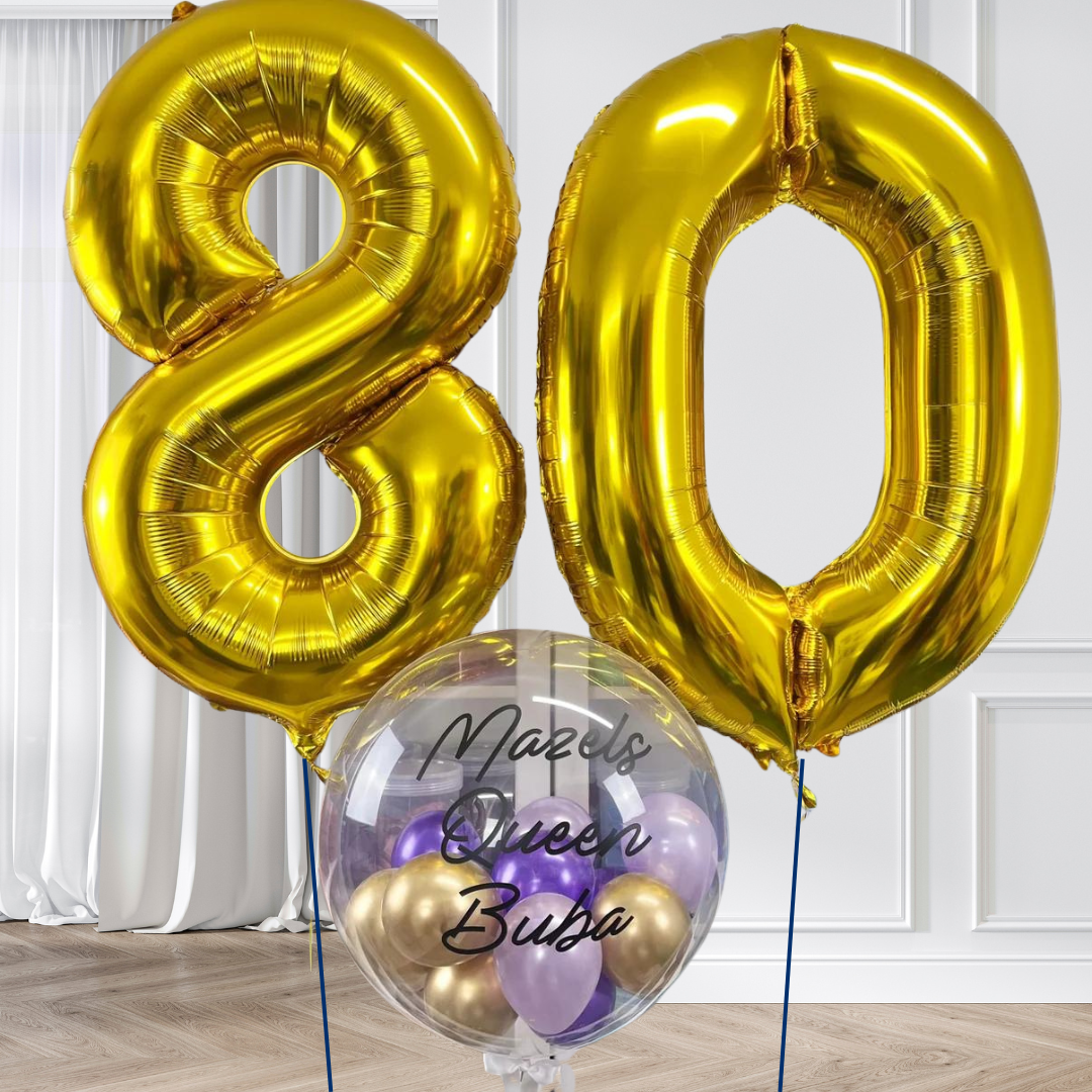 2 Large Number Bouquet and 1 personalised Bubble Balloon
