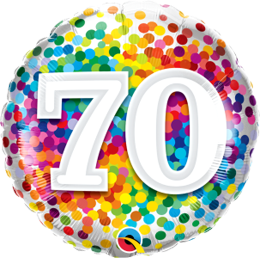 Number 70 - 45cm helium filled foil balloon