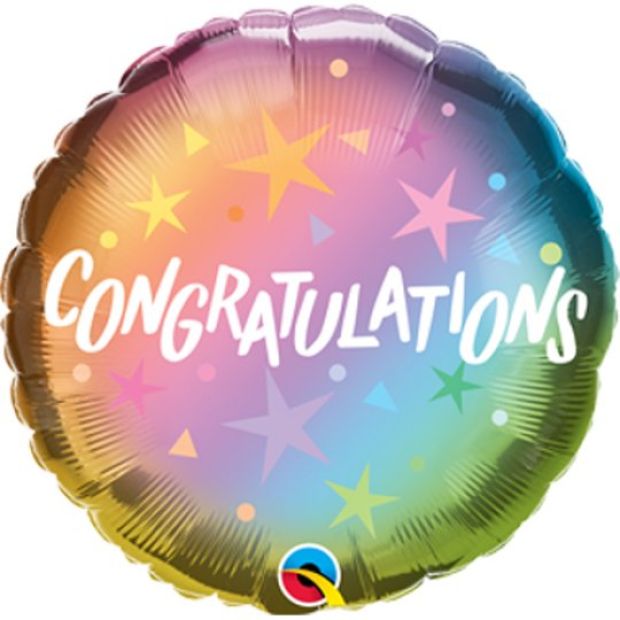 Congratulations - ombre with stars 45cm balloon