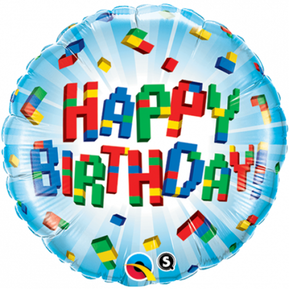 Exploding Blocks Happy Birthday Balloon