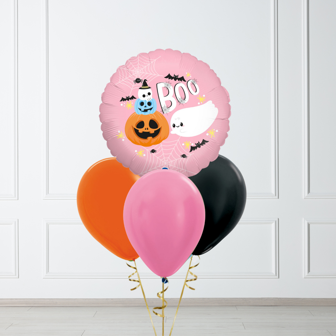 Boo and Chubby Ghost Balloon with 3 Latex Bouquet