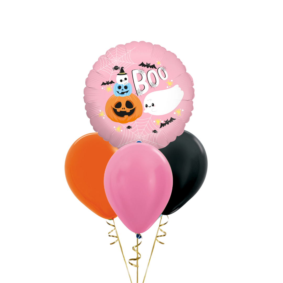 Boo and Chubby Ghost Balloon with 3 Latex Bouquet