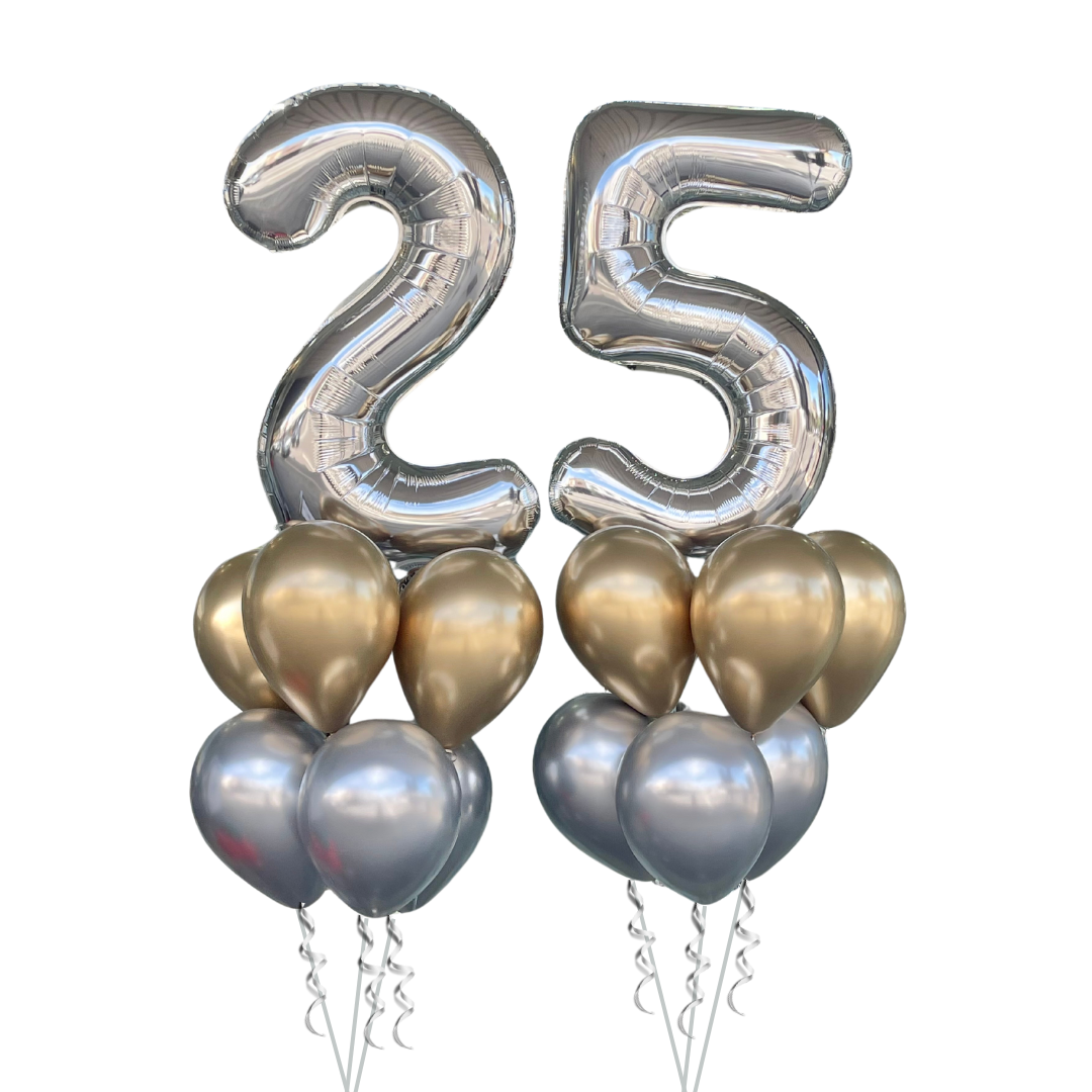 2 Large Number Bouquet and 12 Latex – Bondi Road Balloons