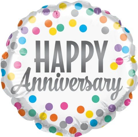 Happy Anniversary Confetti Dots Balloon