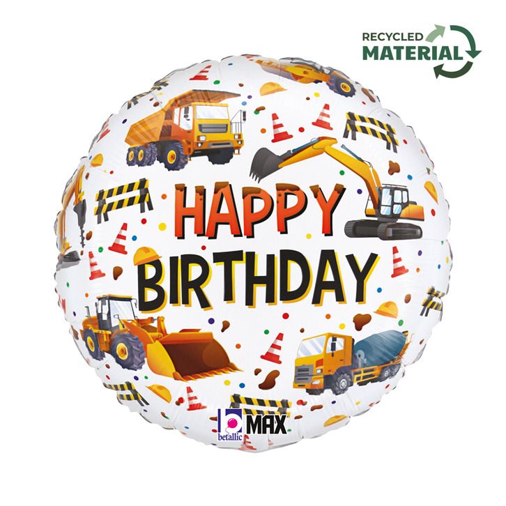 Construction Equipment Birthday Balloon