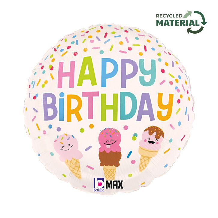 Happy Birthday Ice Cream Cone Balloon