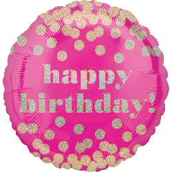 Holographic Dotty Happy Birthday Balloon