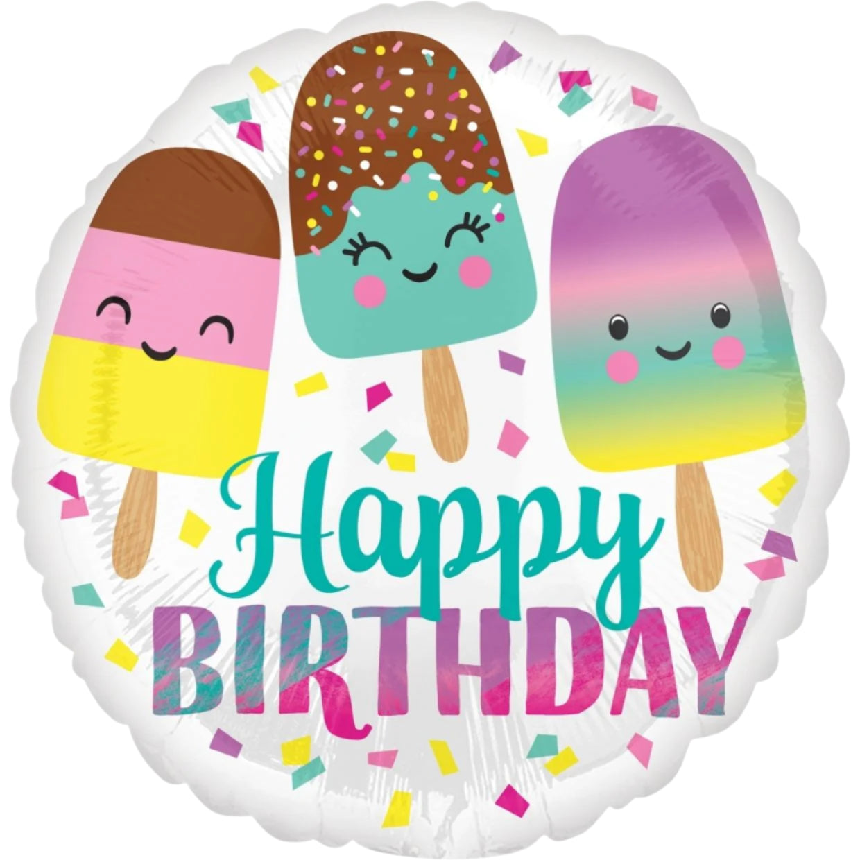 Happy Birthday Ice Cream Foil Balloon - 45cm