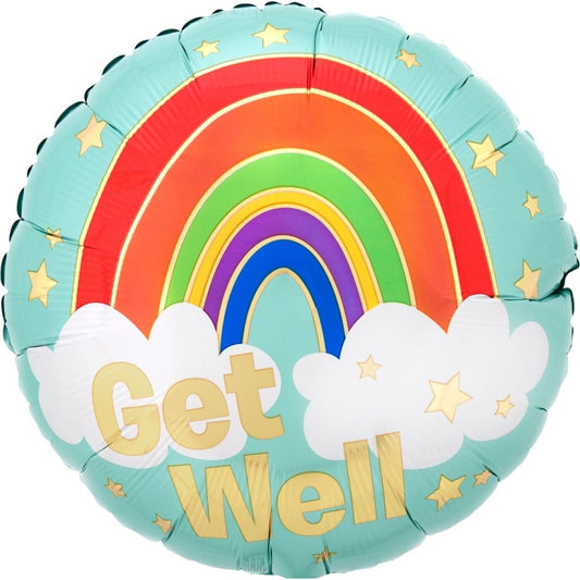 Get Well Golden Rainbow Foil Balloon