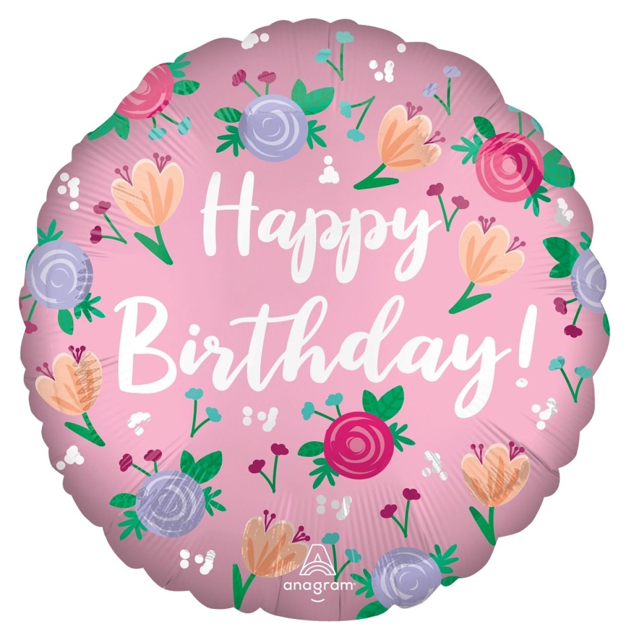 Satin Peony Happy Birthday Balloon
