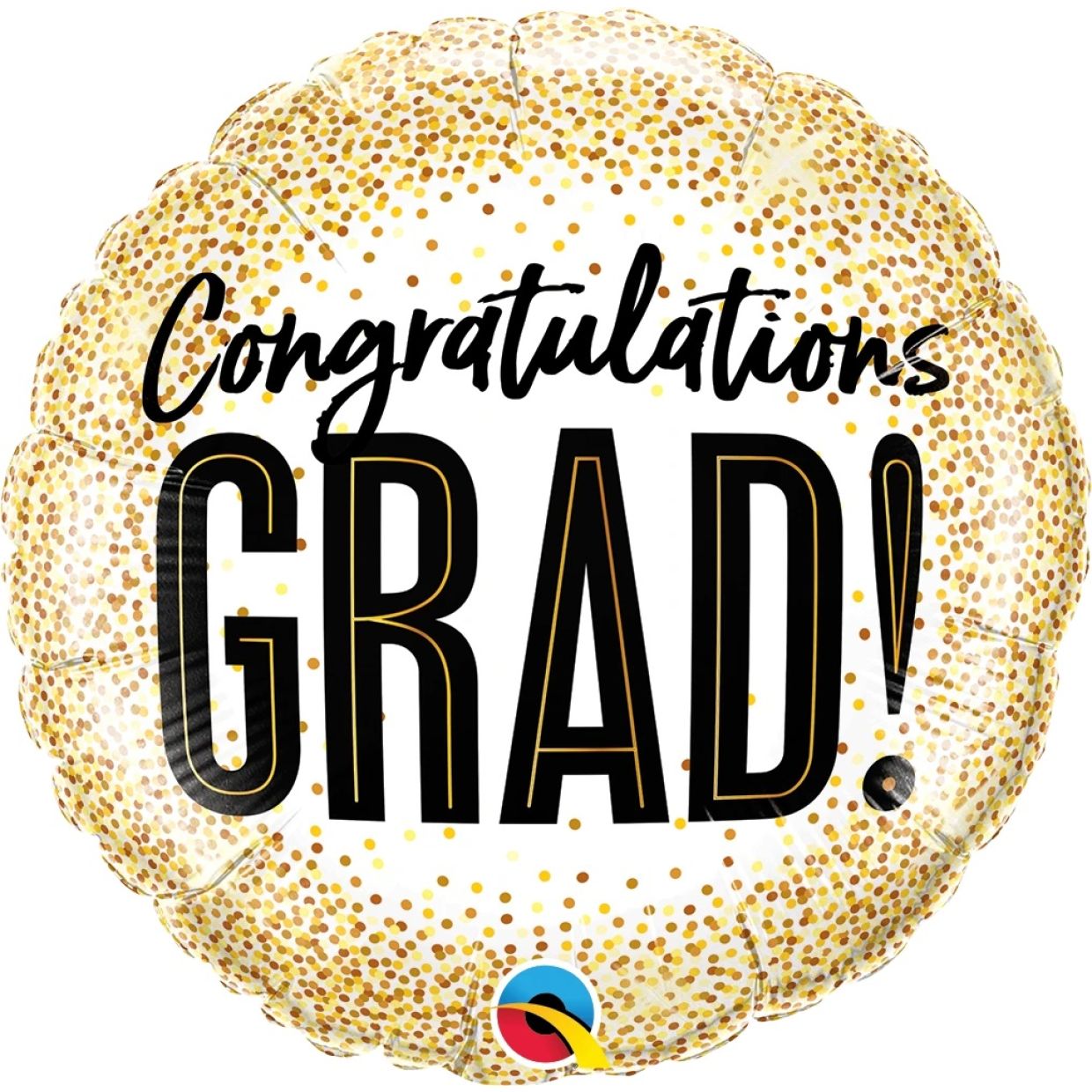 Congrats Grad Gold Glitter Dots Balloon