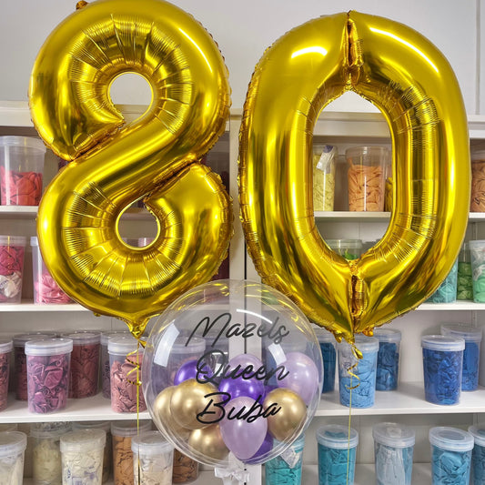 2 Large Number Bouquet and 1 personalised Bubble Balloon