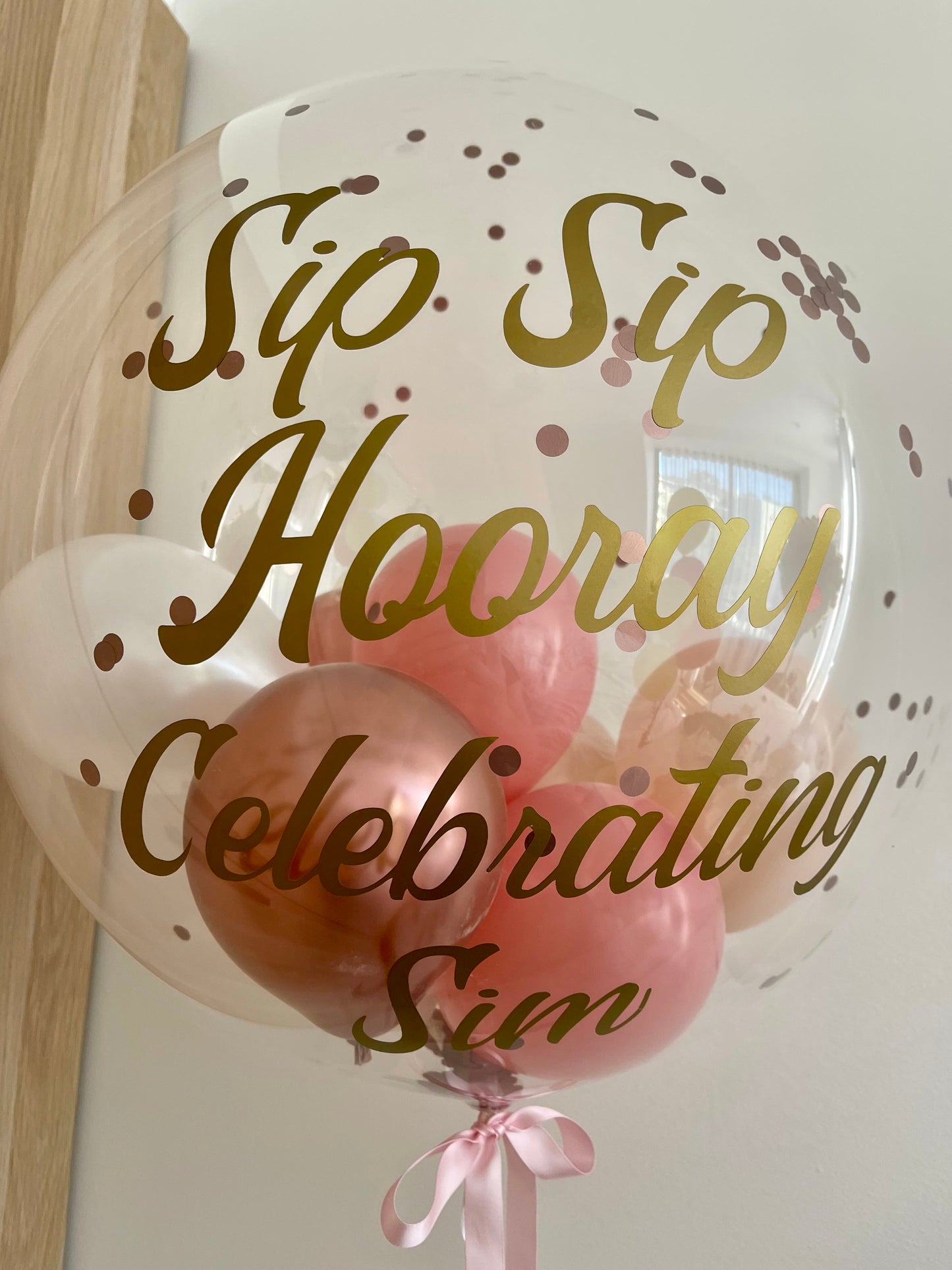 Bubble Balloons - Customised (Clear Bubble Balloon) Gold Font