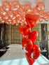 50 ceiling balloons and 6 foil heart helium