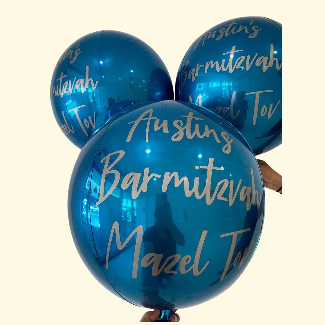 Bar Mitzvah orbz balloons - personalised