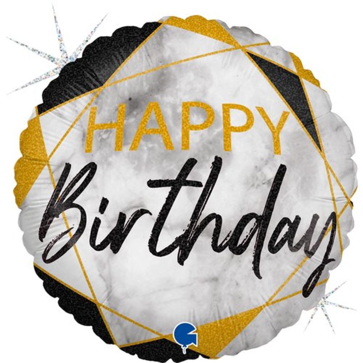 Black Marble Happy Birthday balloon