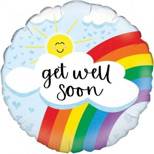 Get Well Soon Holographic Rainbow Foil Balloon