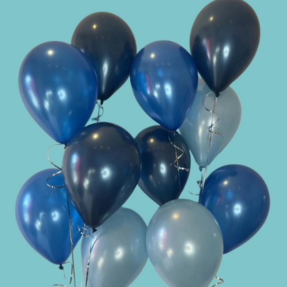 3 shades of blue - 12 x 28cm latex balloons