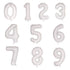 2 Numbers with 12 metallic/chrome latex 28cm balloons