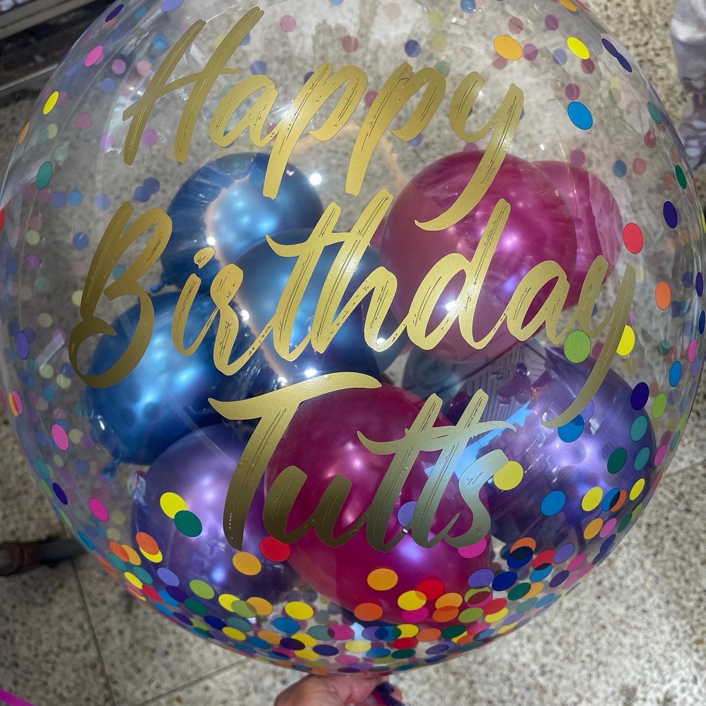Bubble Balloons - Customised (Clear Bubble Balloon) Gold Font