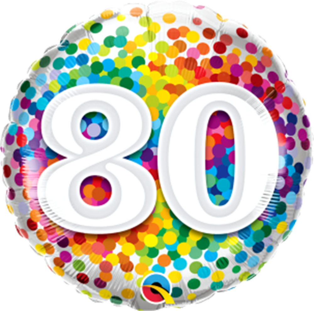 80th Birthday 45cm foil helium balloon