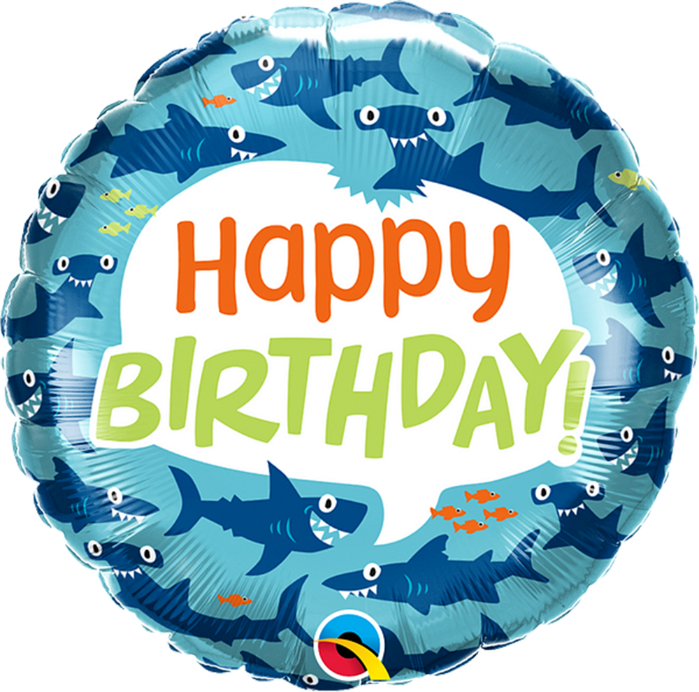 Birthday Fun Sharks 45cm foil helium balloon