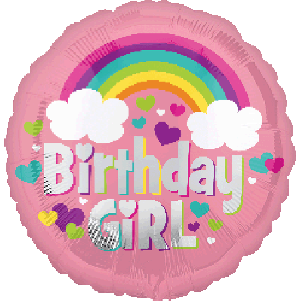 Birthday Girl Rainbow Fun 45cm foil helium filled