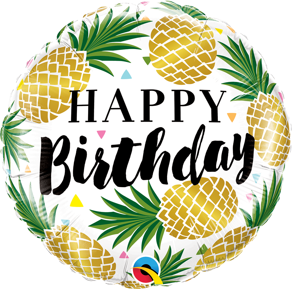 Birthday Golden Pineapple 45cm foil balloon
