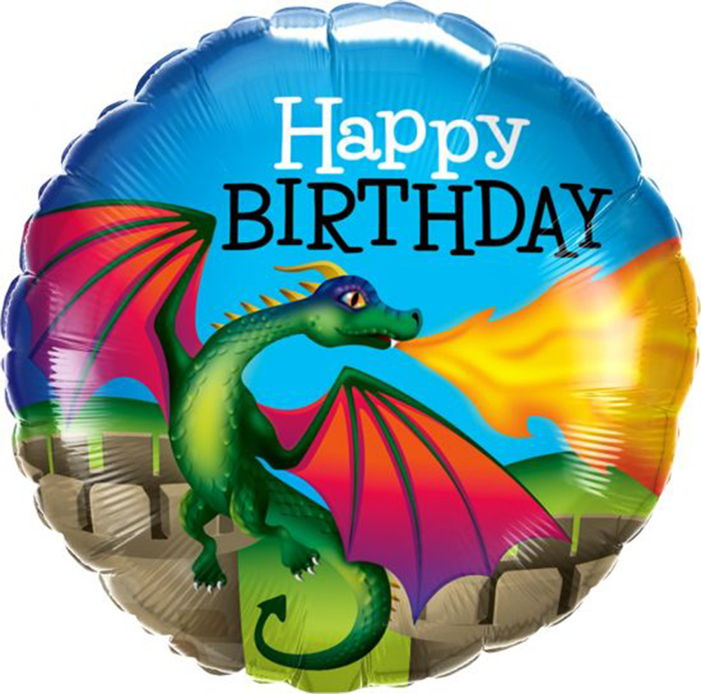 Birthday Magical Dragon 45cm foil helium filled
