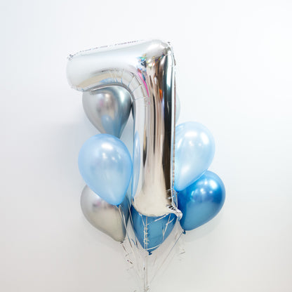 Large Number Balloon and 7 latex balloons