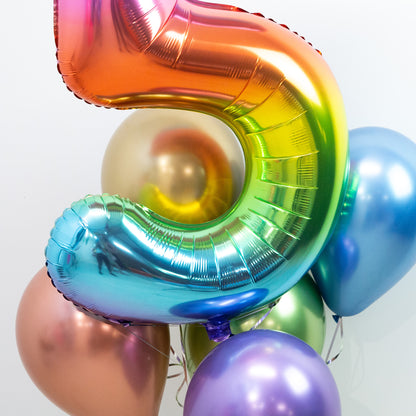 Large Number Balloon and 5 latex balloons