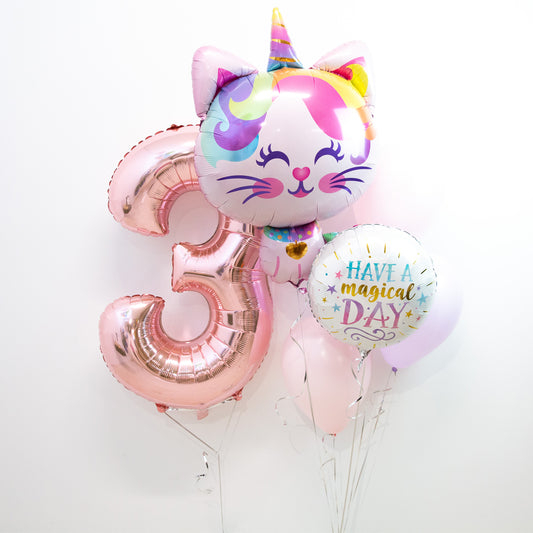 Magical Caticorn with Large Number Bouquet