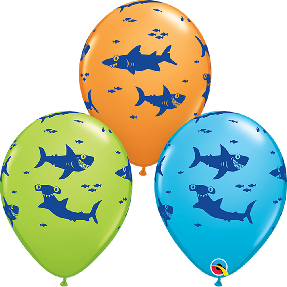 Fun Sharks! 3 latex balloons