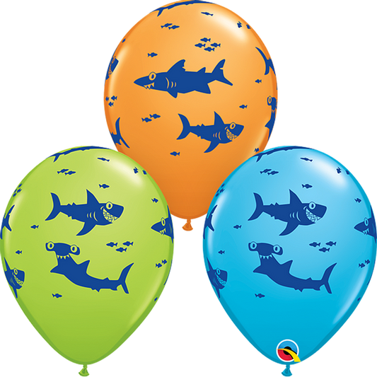 Fun Sharks! 3 latex balloons