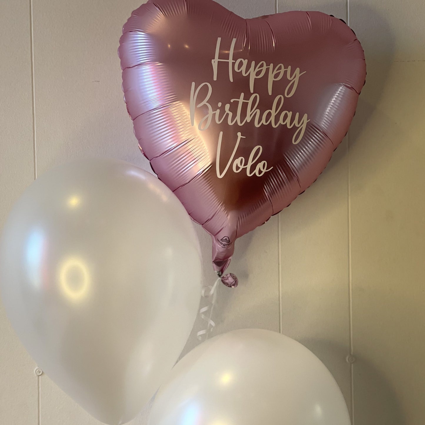 Personalised 45cm heart balloon with 3 latex balloons