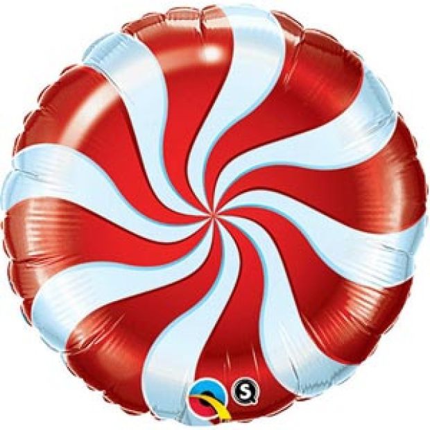Candy red swirl 45cm foil helium inflated