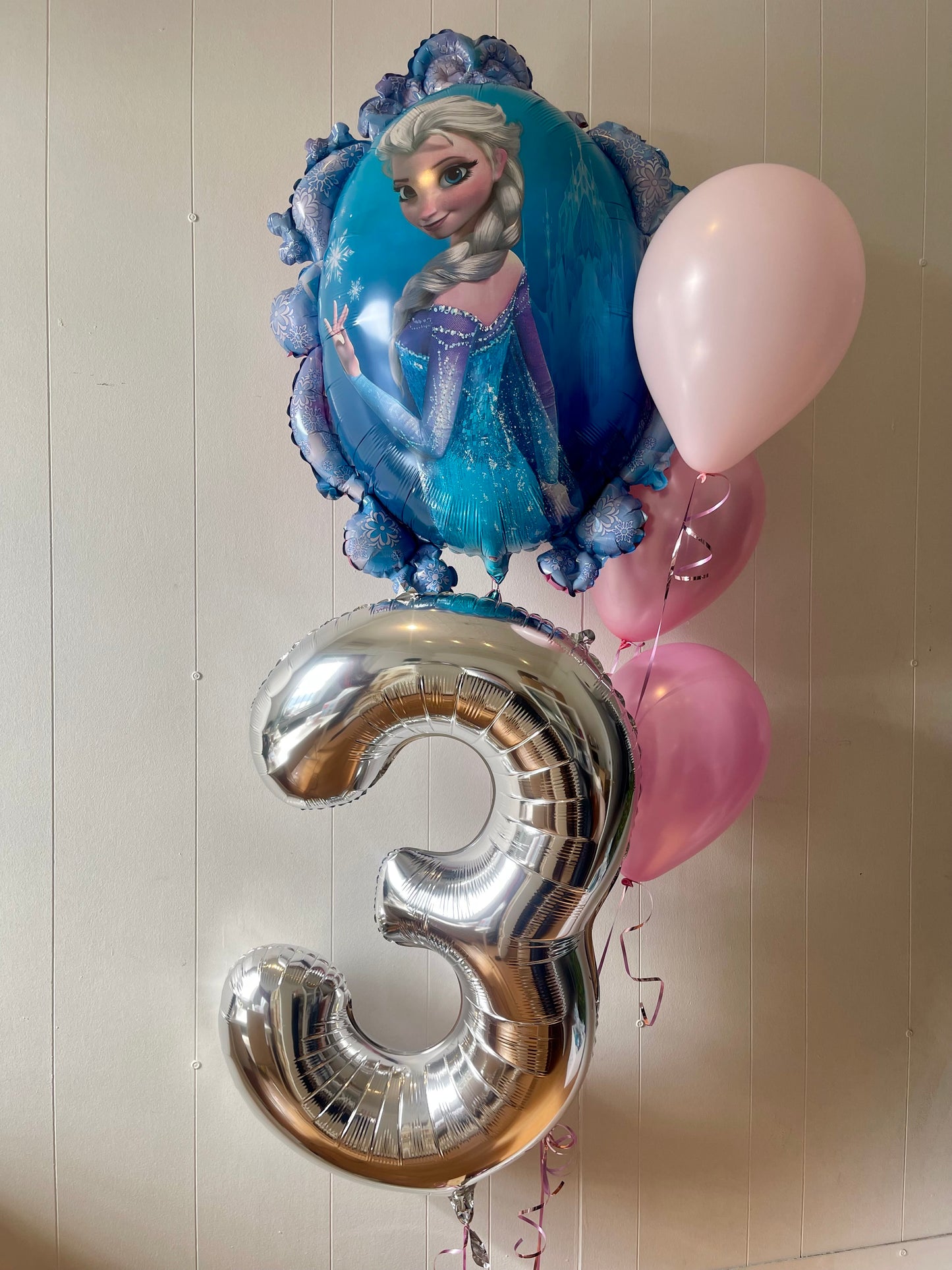 Frozen, large number and 3 latex balloons