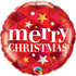 Merry Christmas Stars Red 45cm foil helium inflated